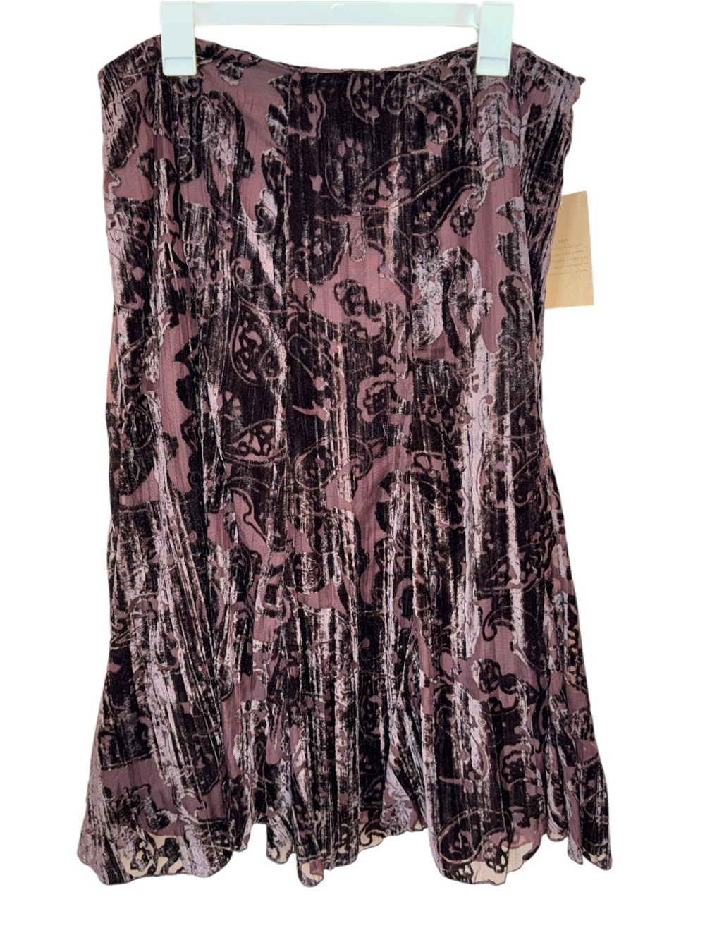 Coldwater Creek NWT Purple Burnout Velvet Paisley Flare Skirt Whimsy Petite L